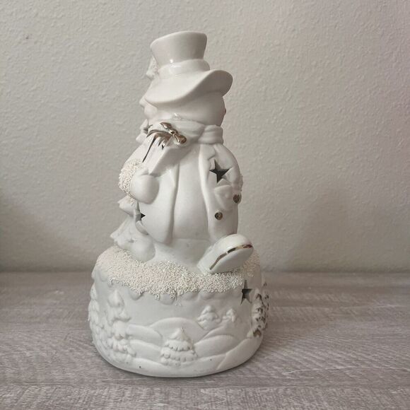 JCPenney Home Collection Snowman Ivory Bisque Accent Light Lamp Gold Porcelain - Picture 5 of 9